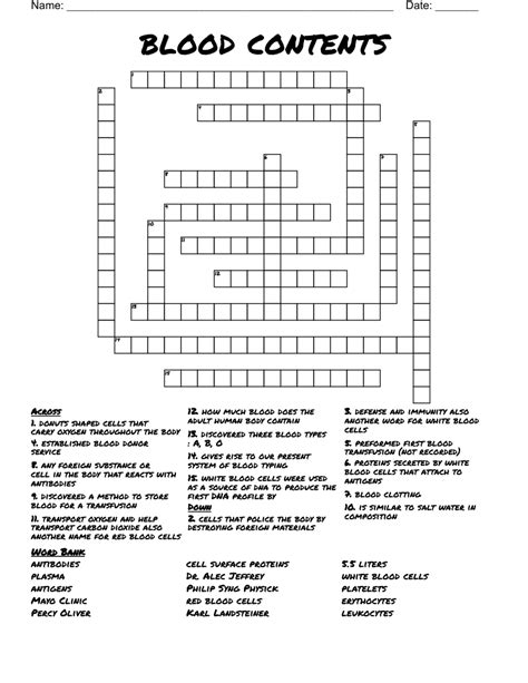 blood related crossword clue